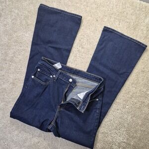 Levis Jeans High Rise Flare Womens 30/32 Dark Wash Blue Stretch Disco 70s Retro